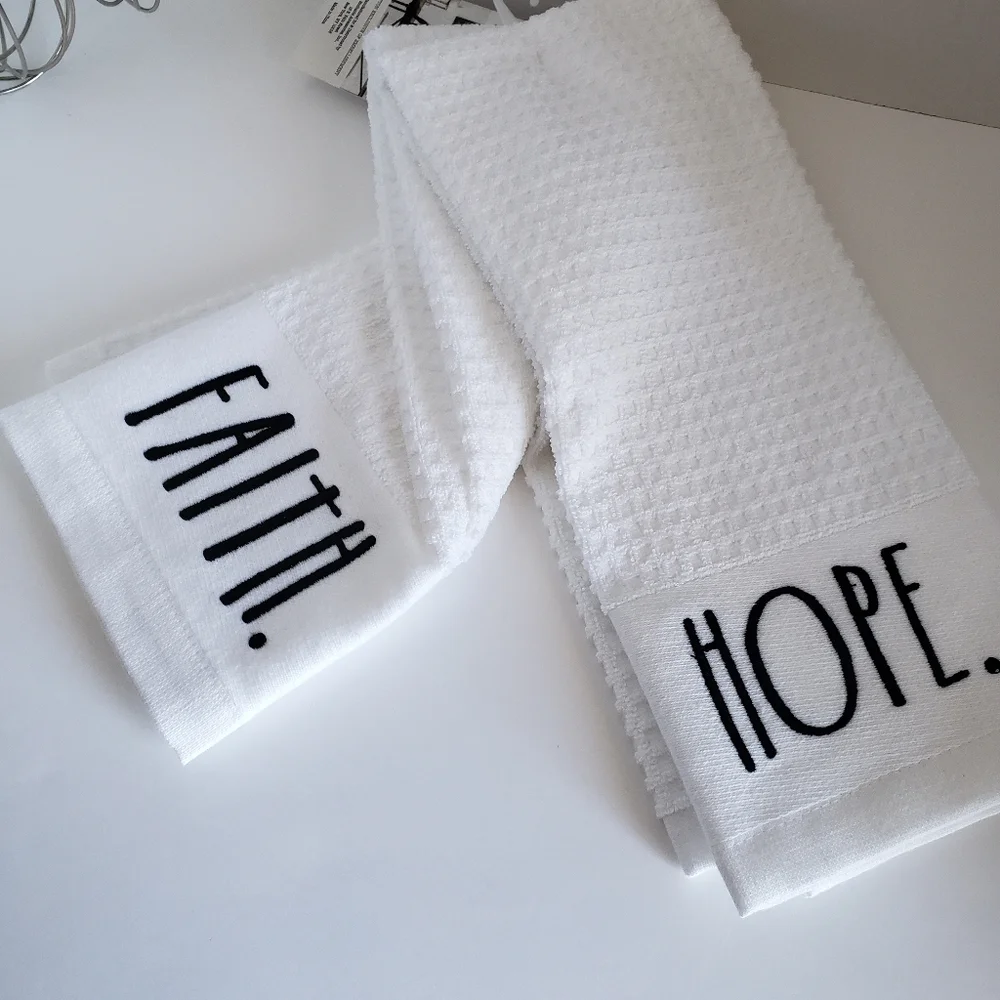 Rae Dunn White Kitchen Towels 